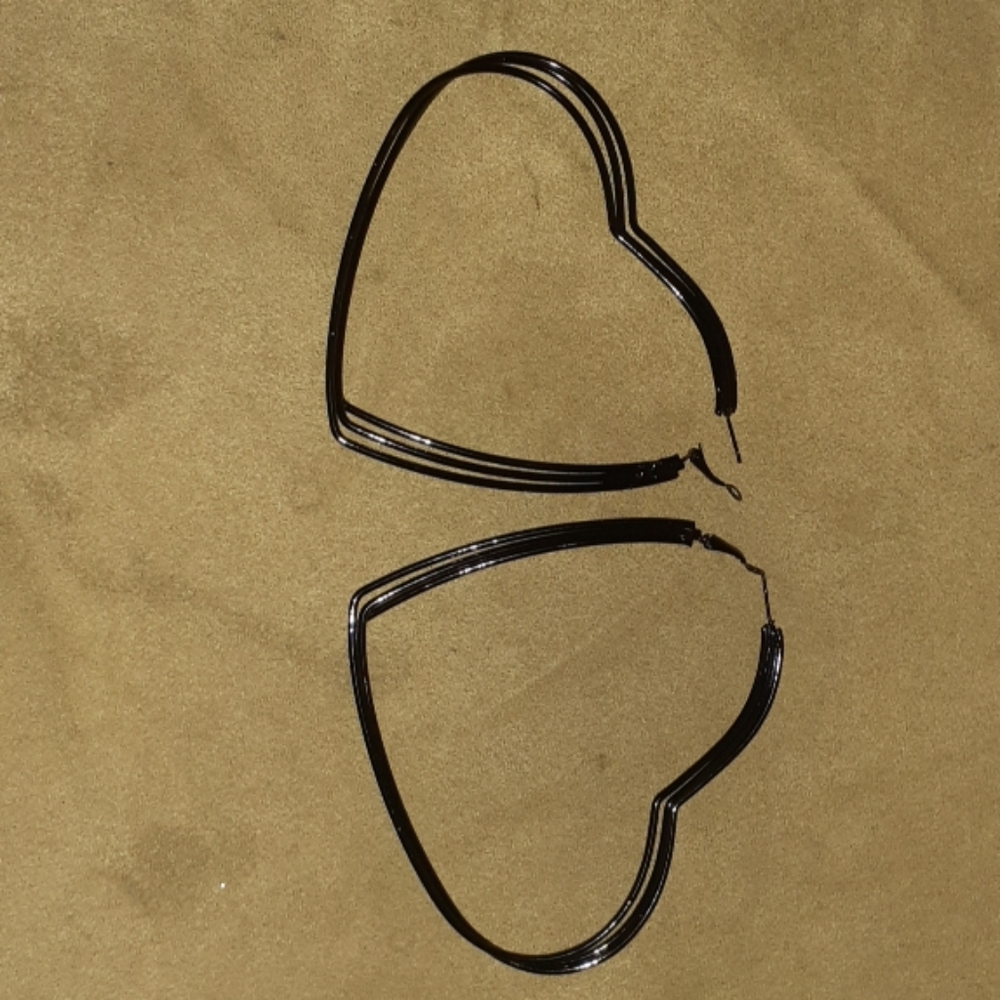 Black heart hoop earrings